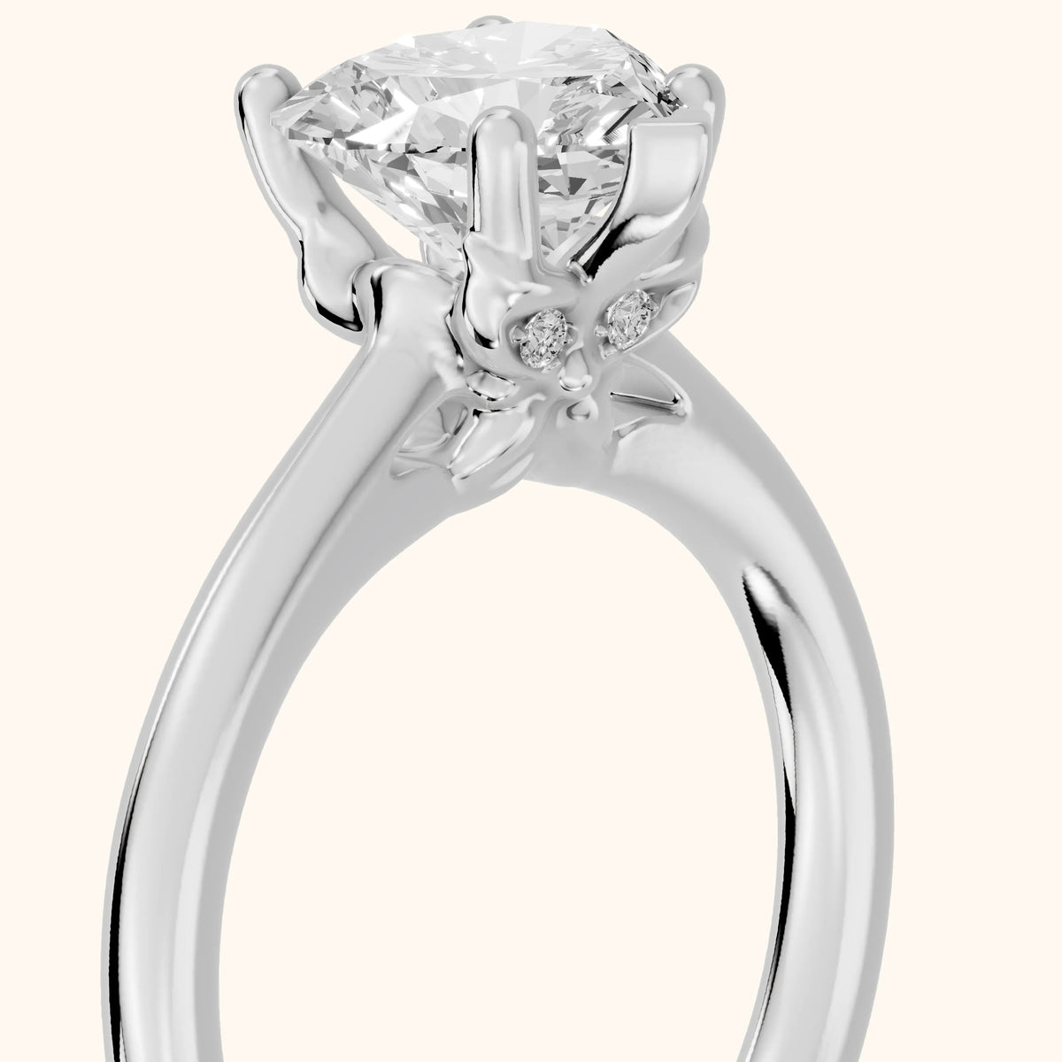 Benita Leaf Heart Diamond Engagement Ring in Platinum - slant-view.webp