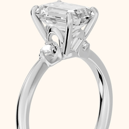 Teodora Floating Three-Stone Emerald Diamond Engagement Ring in White Gold - slant-view.webp