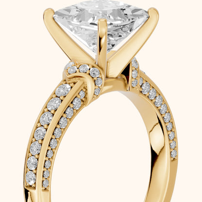 Anabelle Statement Pavé Princess Diamond Engagement Ring in Yellow Gold - slant-view.webp