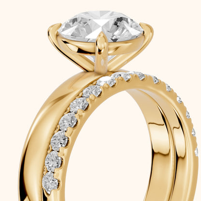 Veda Split Shank Pavé Round Diamond Engagement Ring in Yellow Gold - slant-view.webp