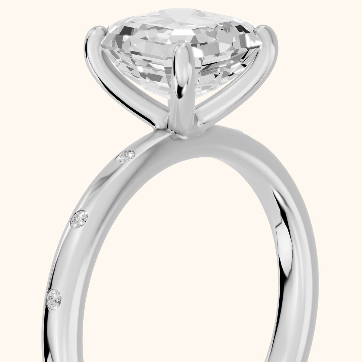 Dulcie Flush-Set Asscher Diamond Engagement Ring in Silver - slant-view.webp