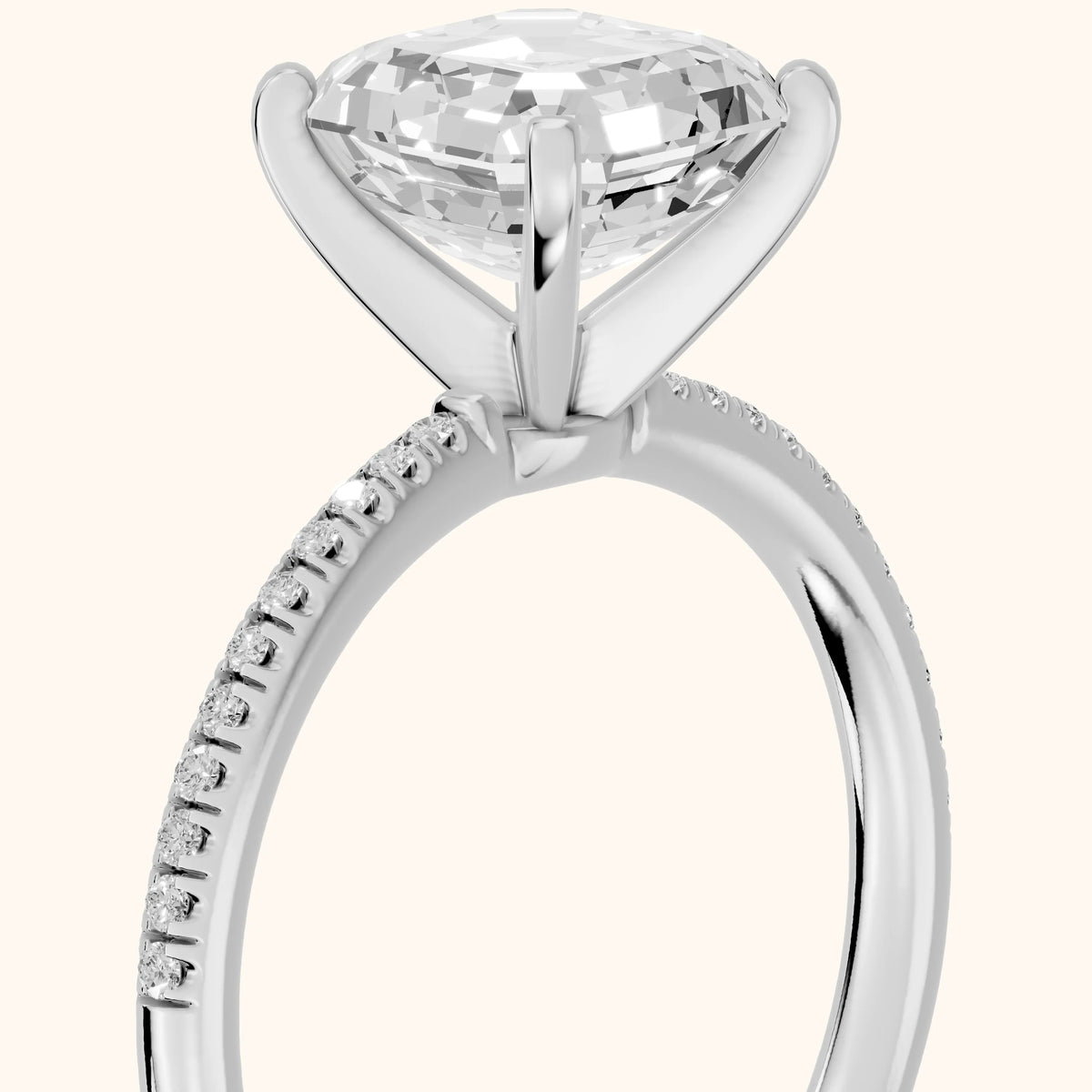 Mona Micropavé Asscher Diamond Engagement Ring in Silver - slant-view.webp