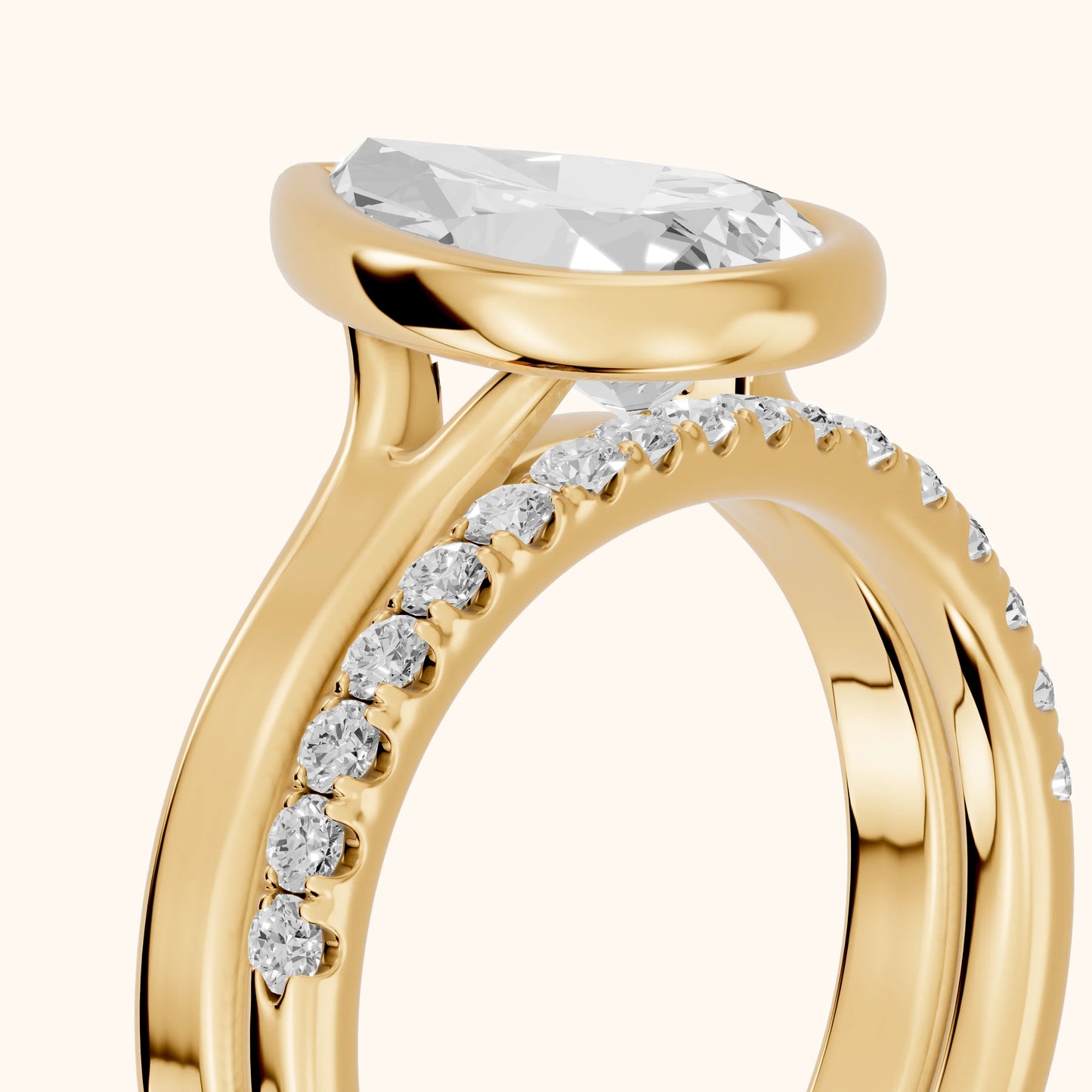 Ayla Bezel Bypass Pear Diamond Ring in Yellow Gold - slant-view.webp