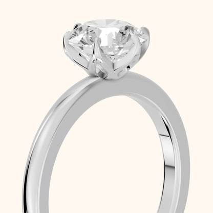 Serena Blossom Solitaire Round Diamond Engagement Ring in White Gold - slant-view.webp