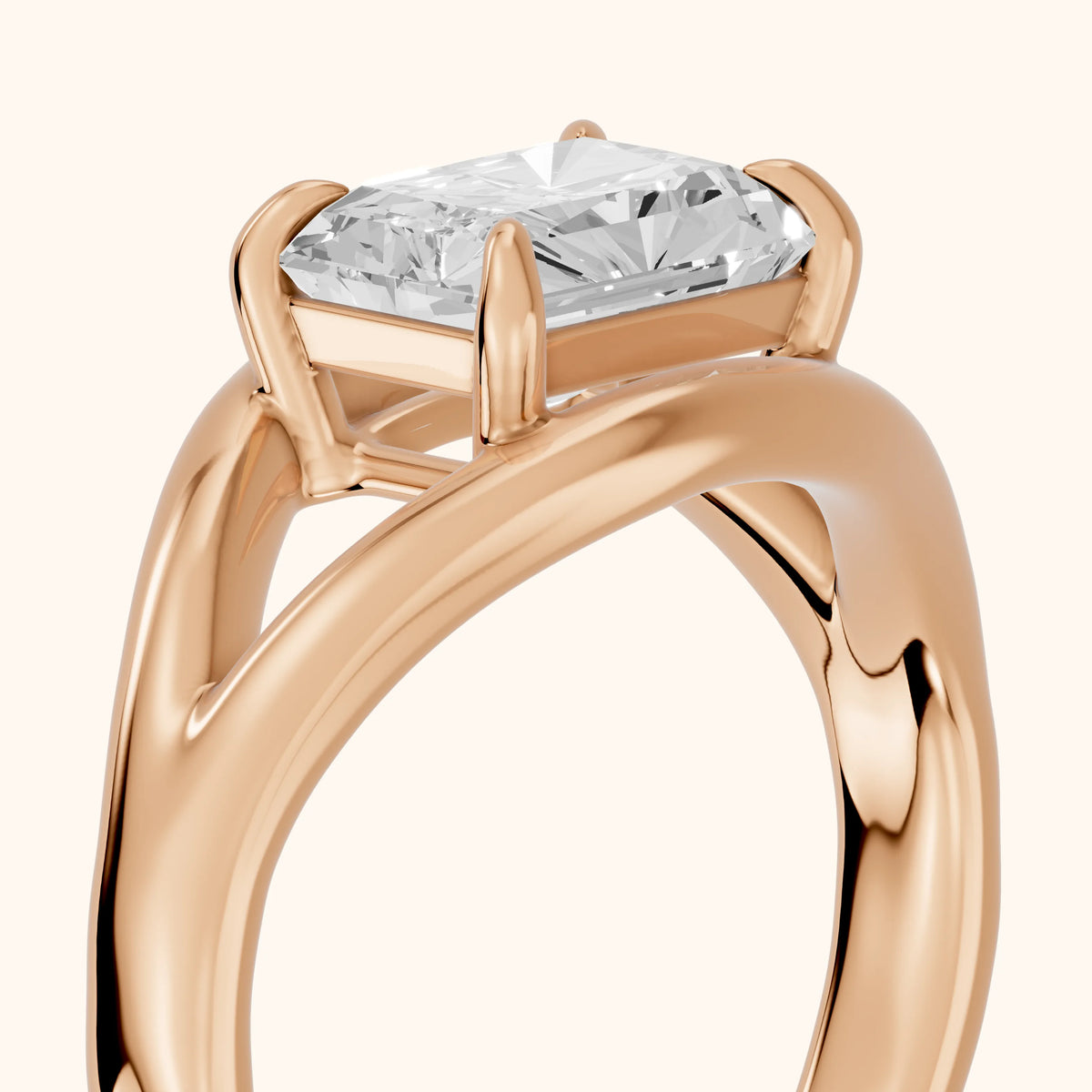 Madeleine Split Shank Radiant Diamond Engagement Ring in Rose Gold - slant-view.webp
