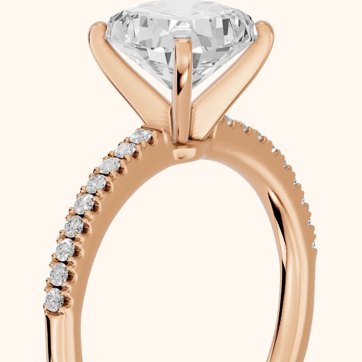 Venetia Pavé Cushion Diamond Engagement Ring in Rose Gold - slant-view.webp