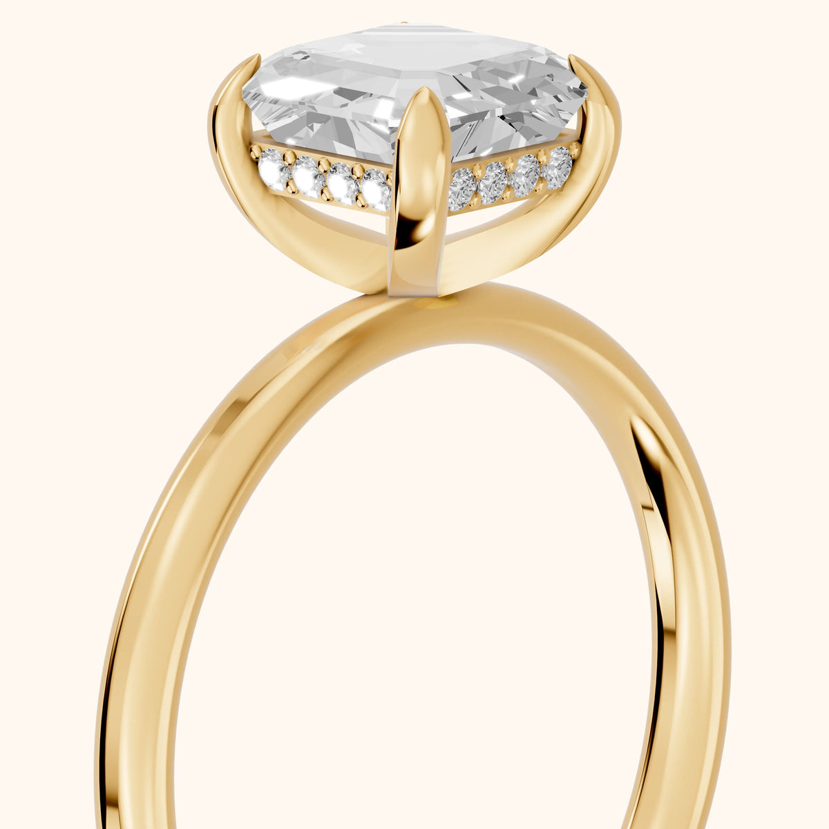 Charlotte Charm Solitaire Asscher Diamond Engagement Ring in Yellow Gold - slant-view.webp