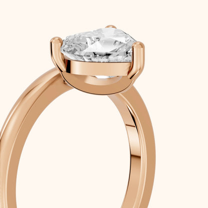 Maisie Four Prong Solitaire Heart Diamond Engagement Ring in Rose Gold - slant-view.webp
