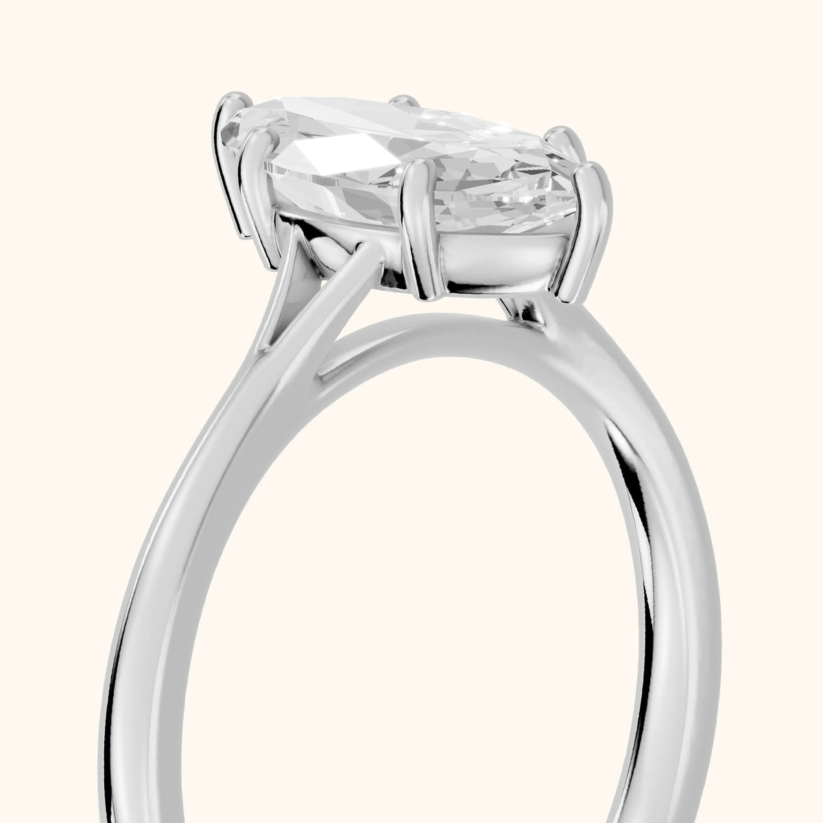 Blanche Solitaire Split Shank Marquise Diamond Engagement Ring in Silver - slant-view.webp