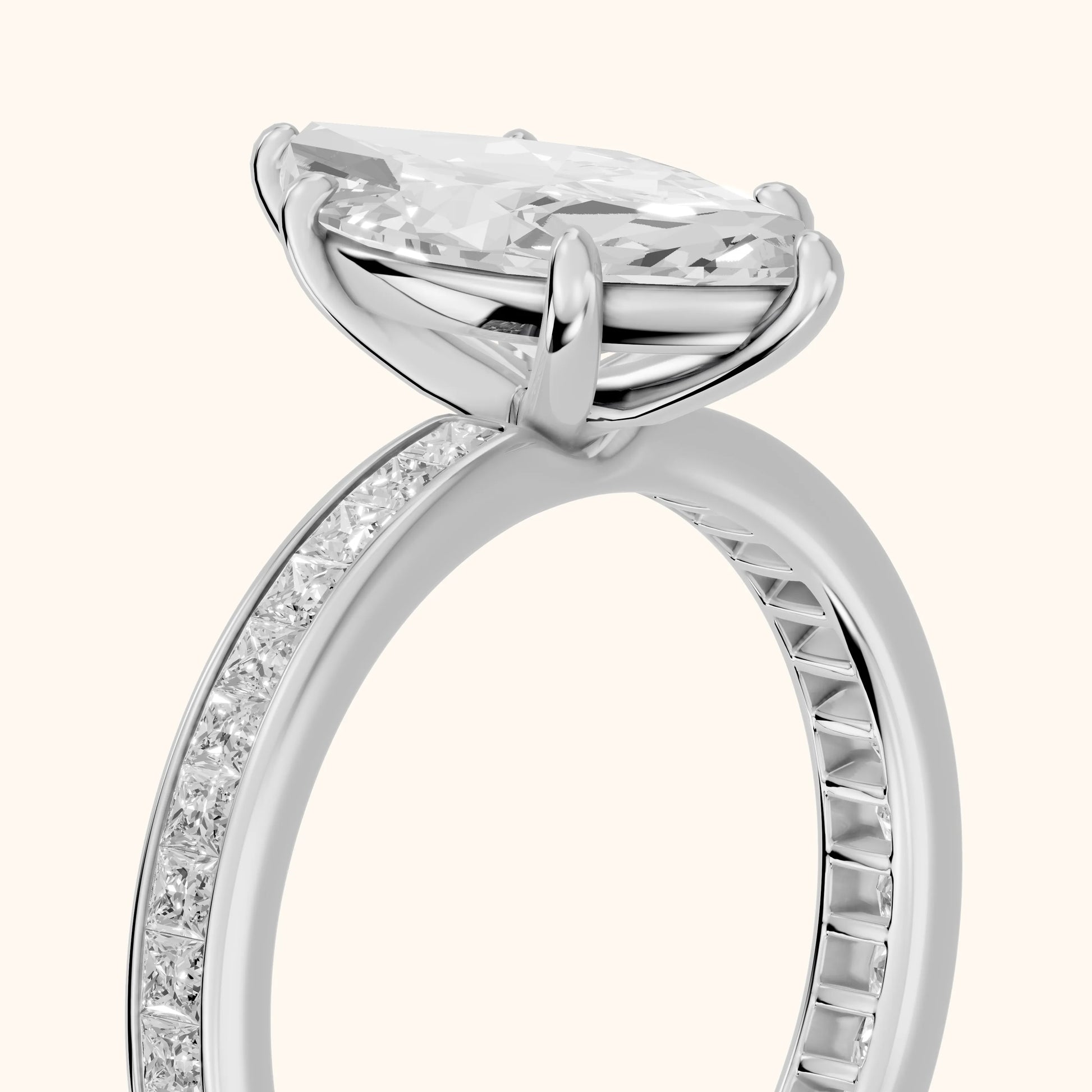 Brielle Channel Set Solitaire Marquise Diamond Ring in Platinum - slant-view.webp