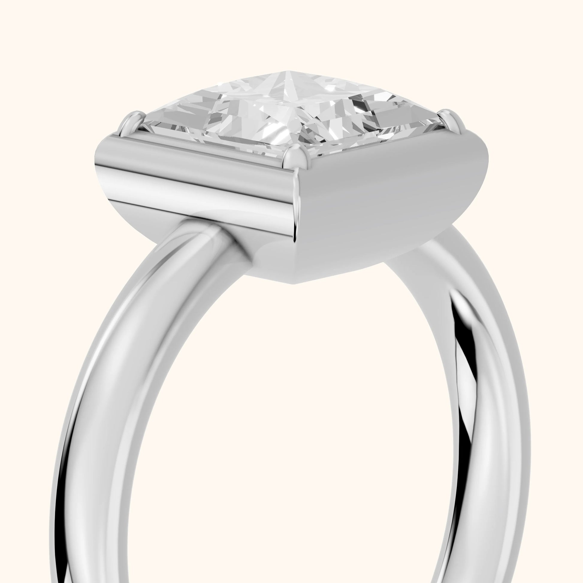 Alina Bezel Solitaire Princess Diamond Ring in White Gold - slant-view.webp
