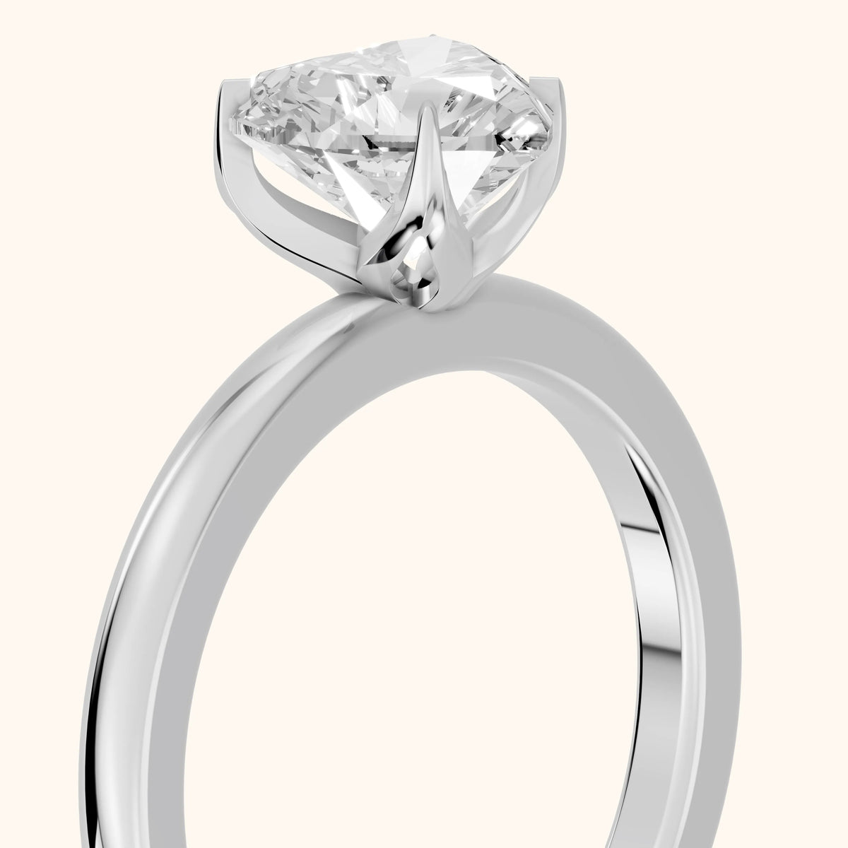 Serena Blossom Solitaire Heart Diamond Engagement Ring in White Gold - slant-view.webp