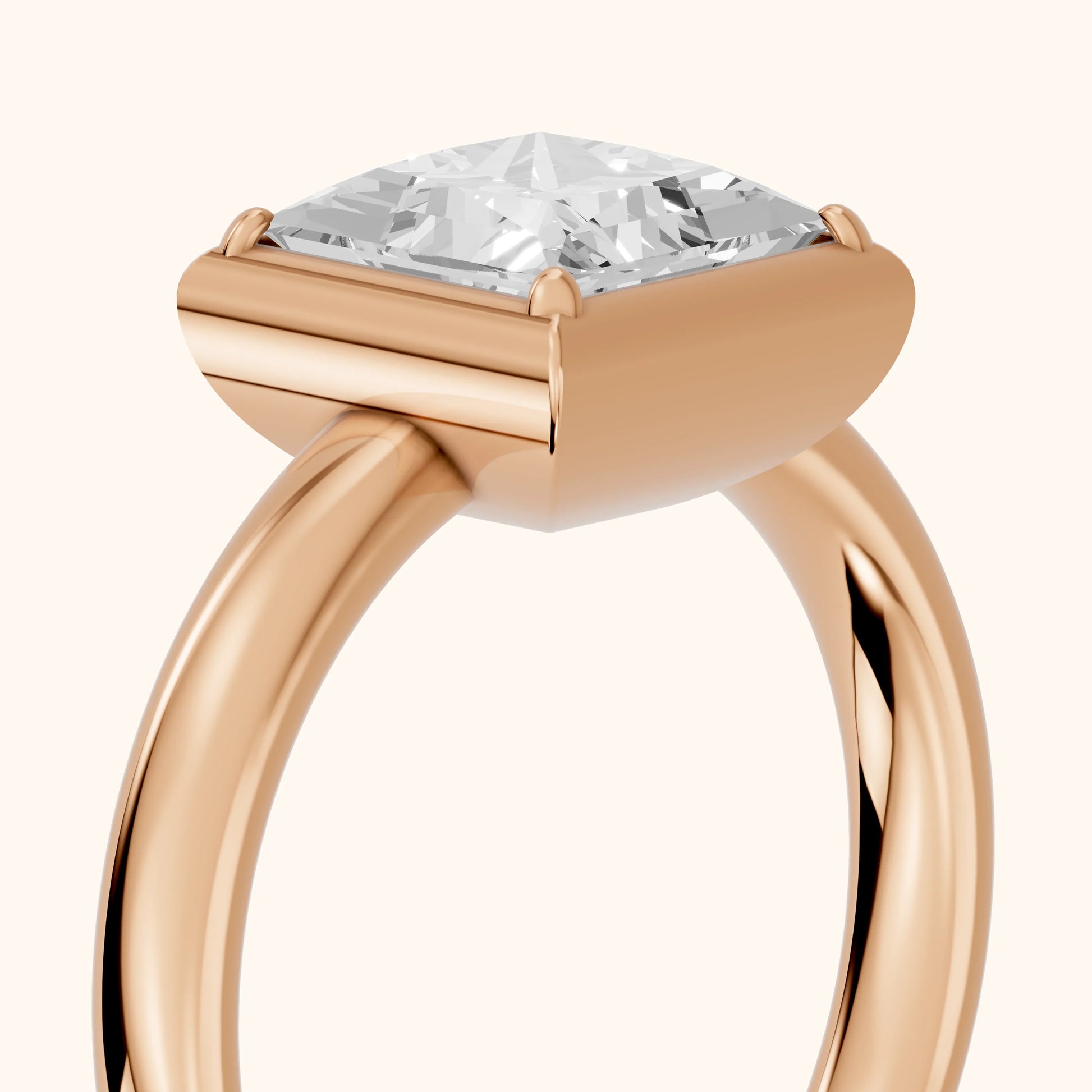 Alina Bezel Solitaire Princess Diamond Ring in Rose Gold - slant-view.webp