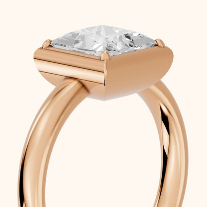 Alina Bezel Solitaire Princess Diamond Ring in Rose Gold - slant-view.webp