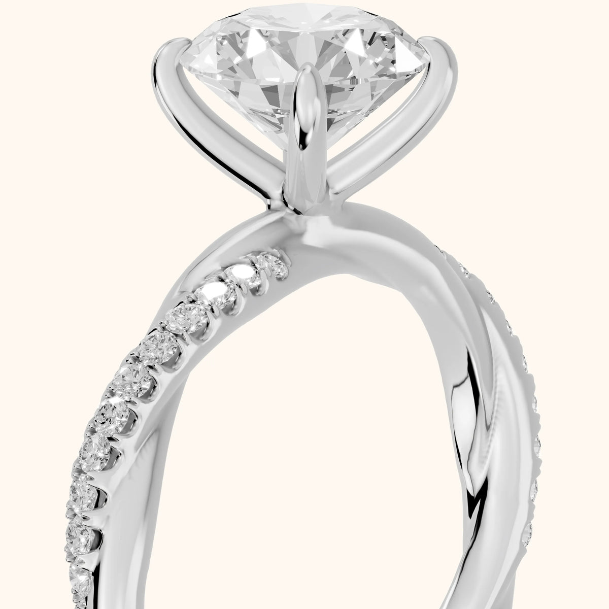 Allie Twist Pavé Round Diamond Engagement Ring in Platinum - slant-view.webp