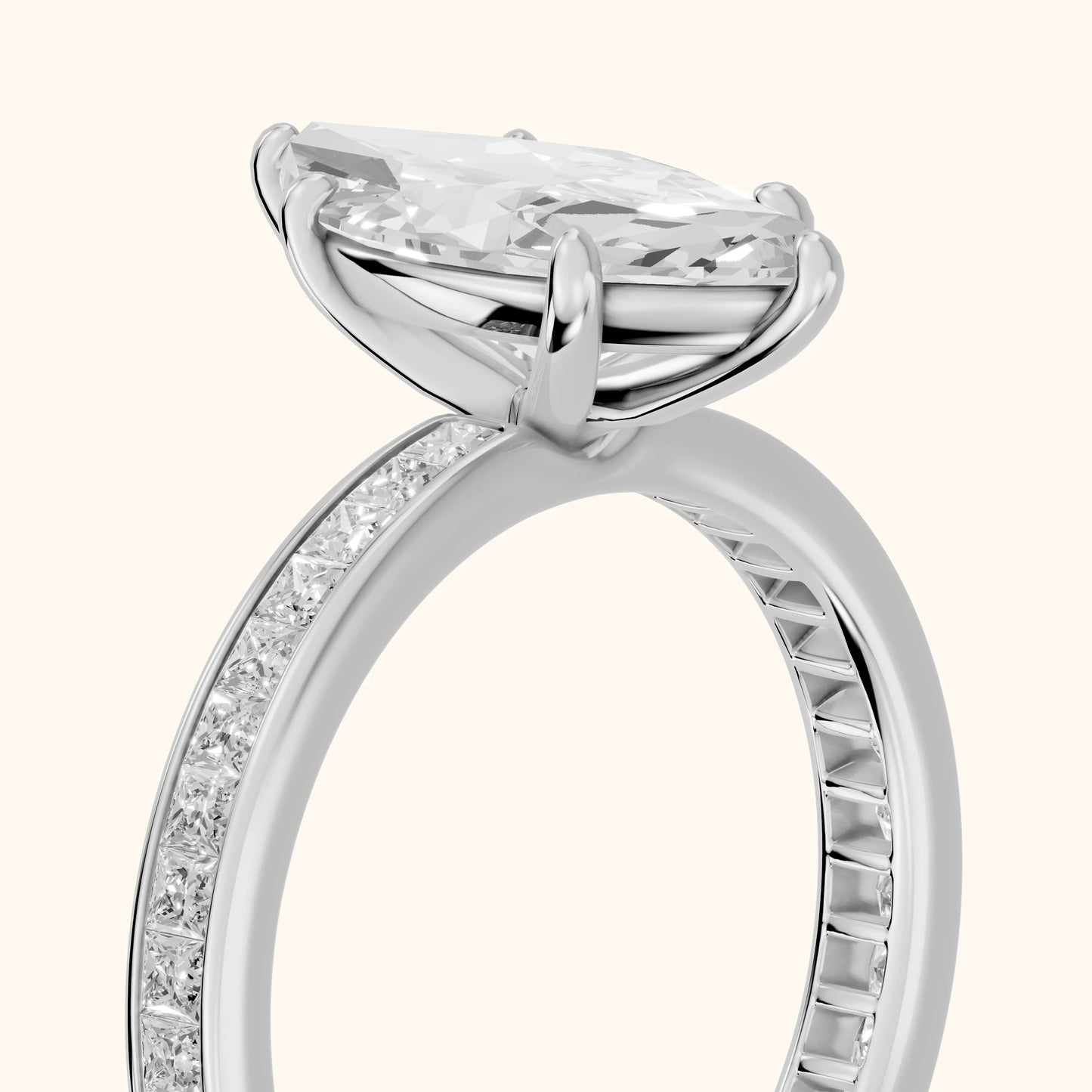 Brielle Channel Set Solitaire Marquise Diamond Ring in Silver - slant-view.webp