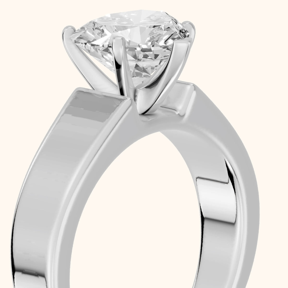 Susannah Wide Band Solitaire Heart Diamond Engagement Ring in Silver - slant-view.webp