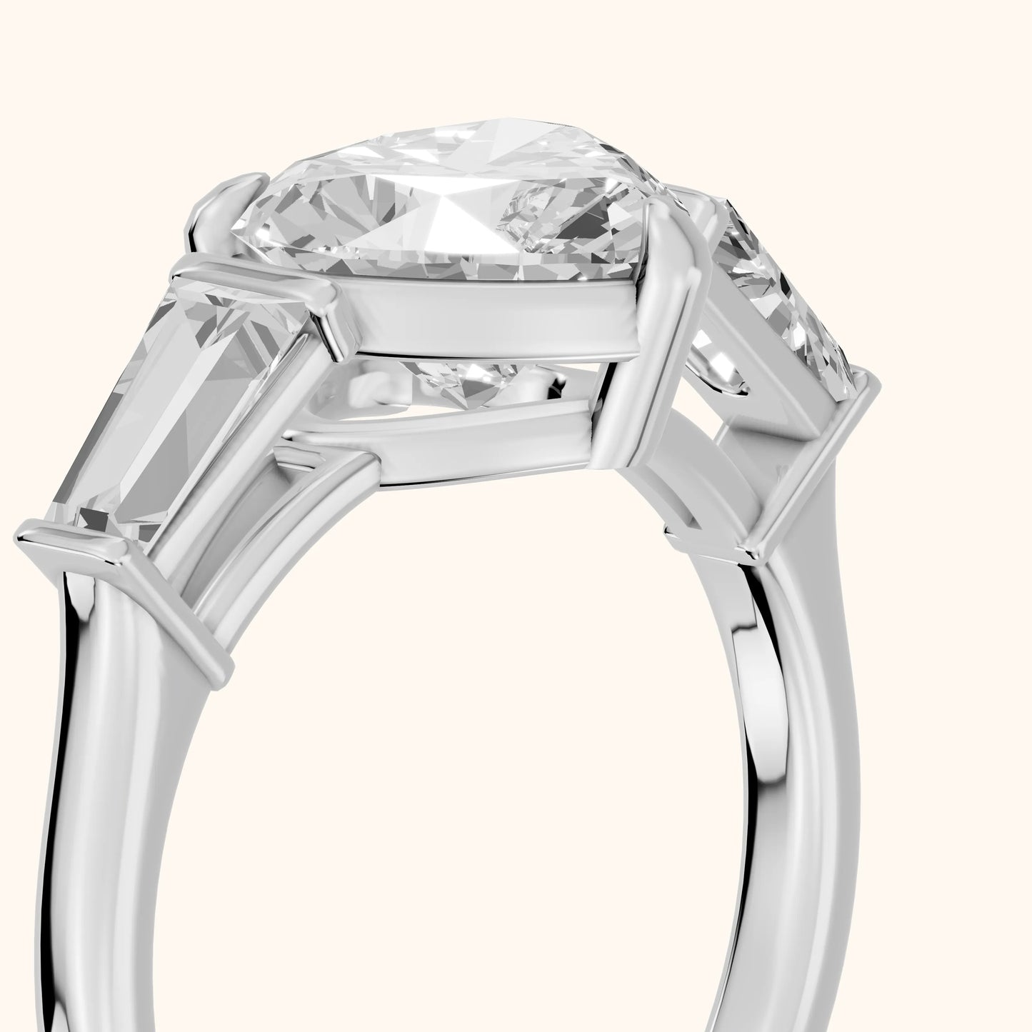 Layla Tapered Baguette Heart Diamond Ring in White Gold - slant-view.webp