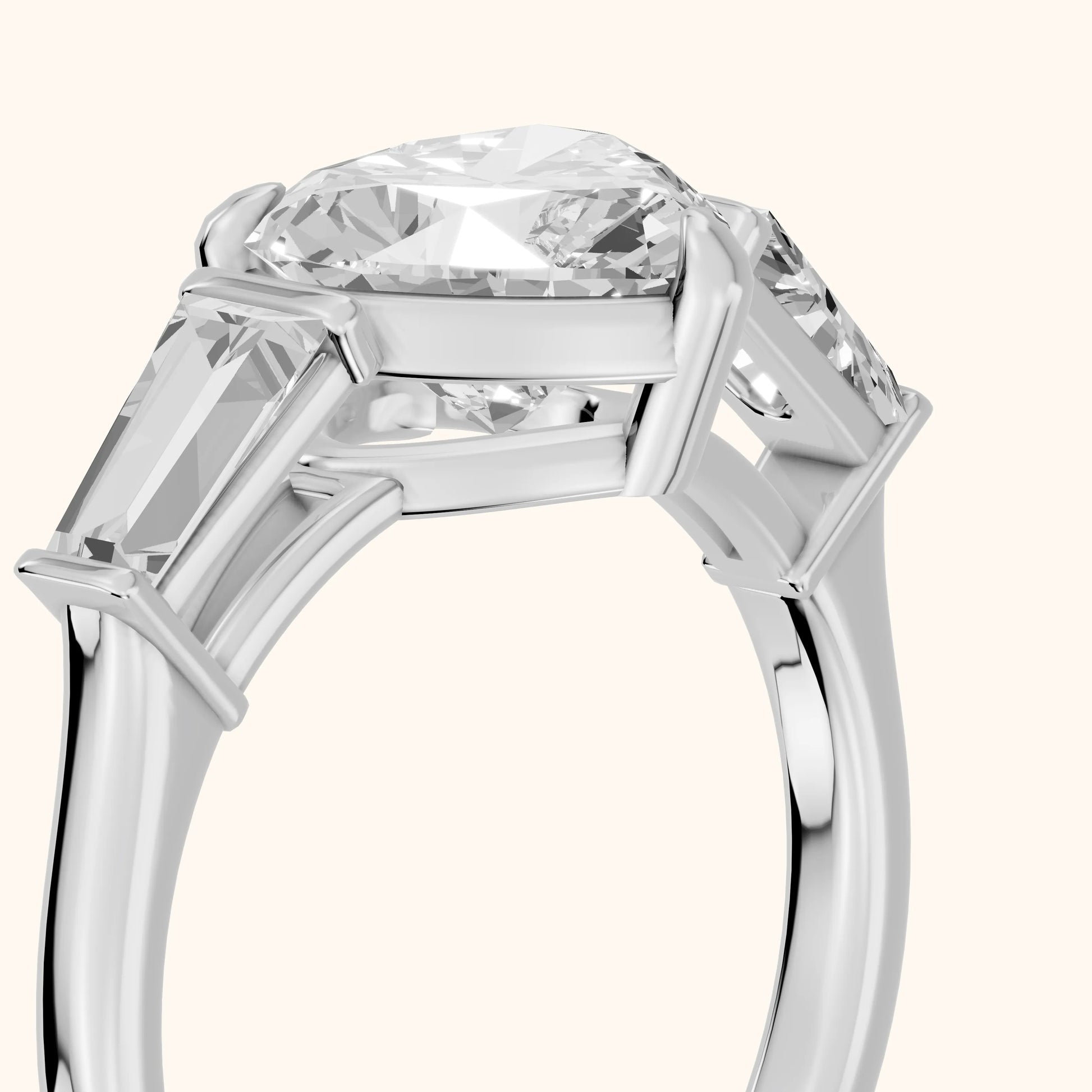 Layla Tapered Baguette Heart Diamond Ring in White Gold - slant-view.webp