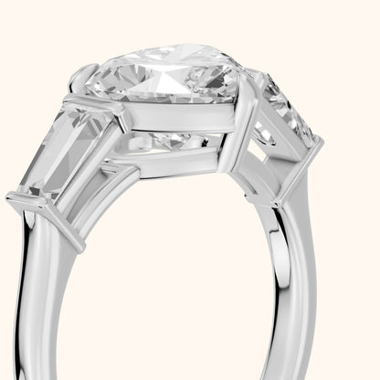 Layla Tapered Baguette Heart Diamond Ring in White Gold - slant-view.webp