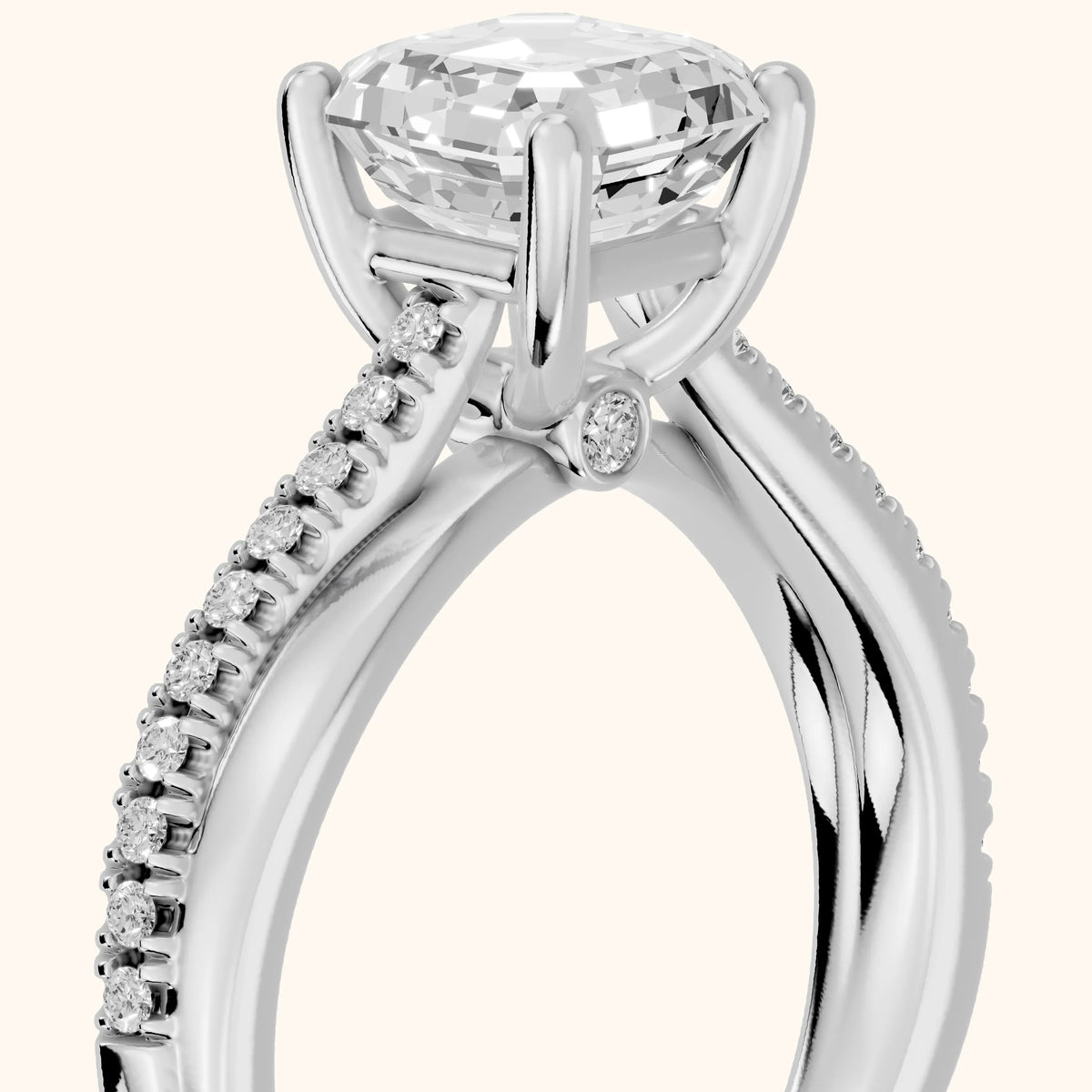 Loma Bypass Pavé Asscher Diamond Engagement Ring in Silver - slant-view.webp