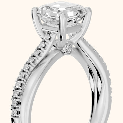 Loma Bypass Pavé Asscher Diamond Engagement Ring in Silver - slant-view.webp