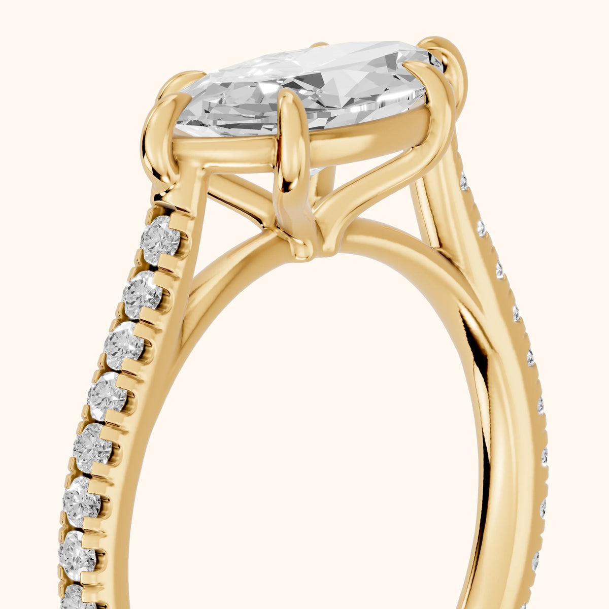 Addie East-West Pavé Marquise Diamond Engagement Ring in Yellow Gold - slant-view.webp