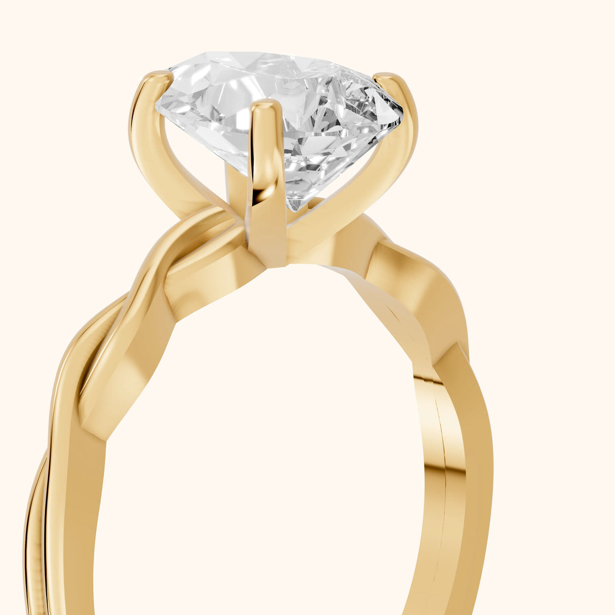 Iris Twist Pear Diamond Engagement Ring in Yellow Gold - slant-view.webp