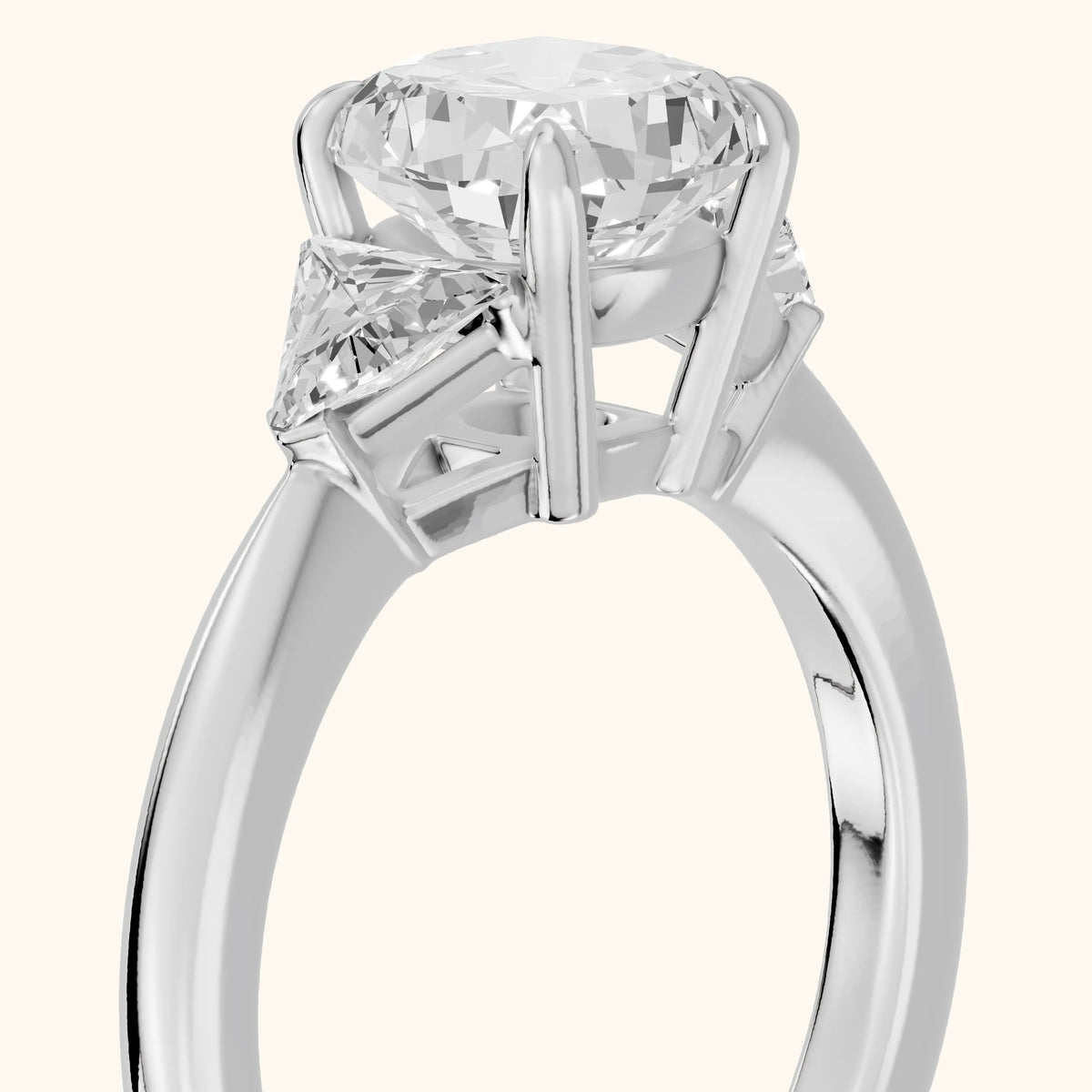 Clemency Three-Stone Cathedral Cushion Diamond Engagement Ring in Silver - slant-view.webp