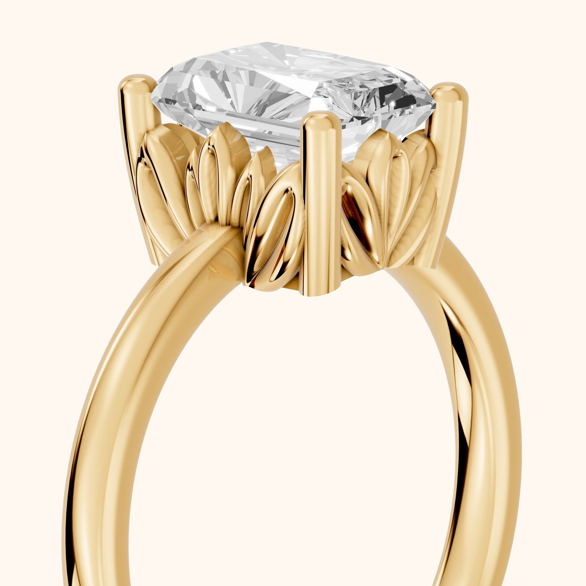 Radiant Cut Lab Grown Diamond Engagement Ring in Yellow Gold