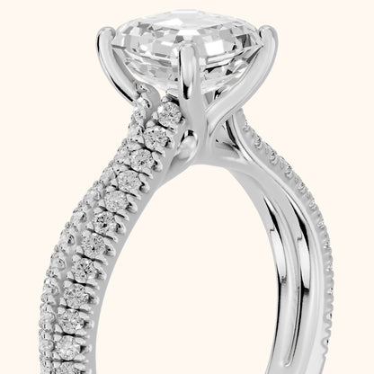 Ottilie Split Shank Pavé Asscher Diamond Engagement Ring in Platinum - slant-view.webp