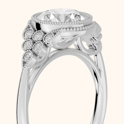 Effie Vintage Bezel Round Diamond Engagement Ring in Silver - slant-view.webp