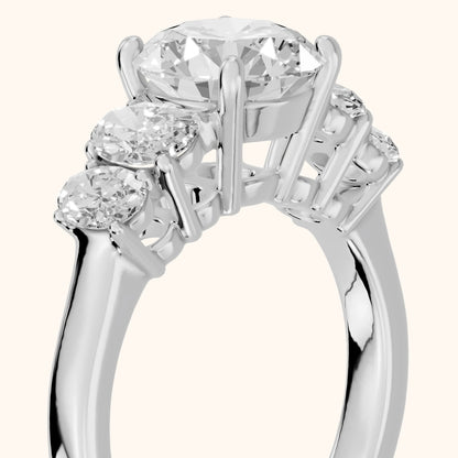 Kathy Graduated Five-Stone Round Diamond Engagement Ring in Platinum - slant-view.webp