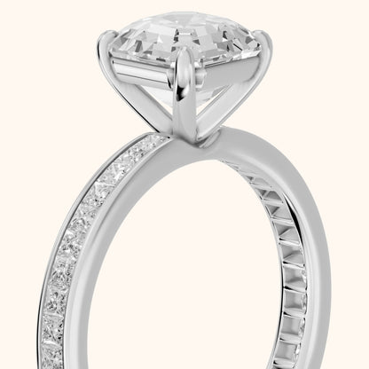 Brielle Channel Set Solitaire Asscher Diamond Ring in White Gold - slant-view.webp