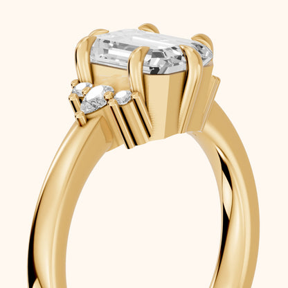 Josie Sidestone Emerald Diamond Engagement Ring in Yellow Gold - slant-view.webp