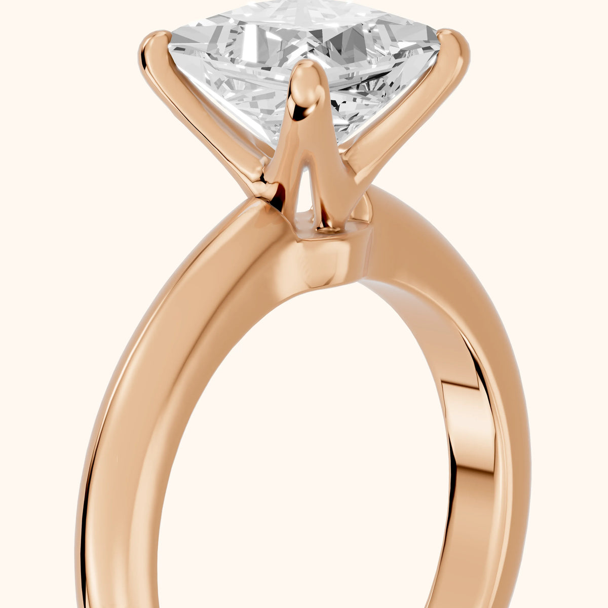 Clementine Solitaire Princess Diamond Engagement Ring in Rose Gold - slant-view.webp