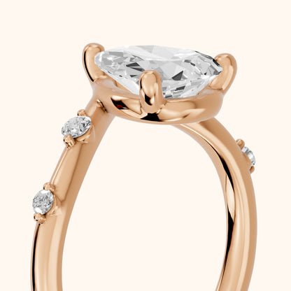 Klara Chevron Pear Diamond Engagement Ring in Rose Gold - slant-view.webp