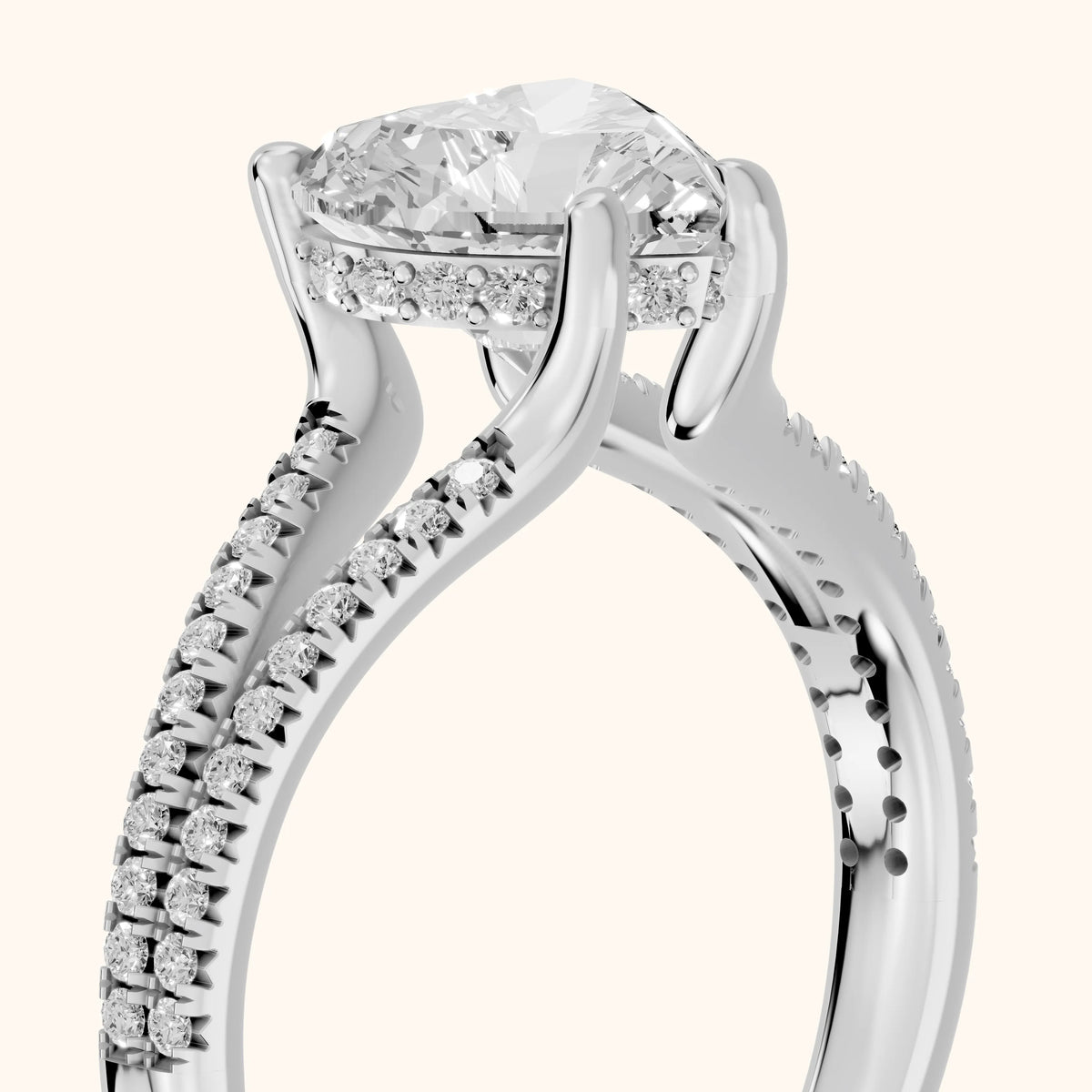 Eternal Embrace Solitaire Heart Diamond Engagement Ring in White Gold - slant-view.webp