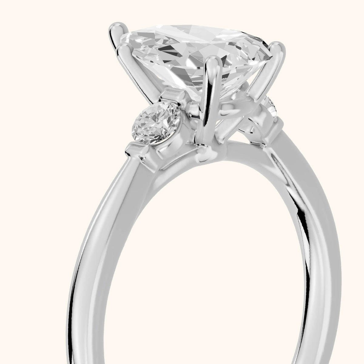 Micaela Three-Stone Pear Diamond Engagement Ring in Platinum - slant-view.webp