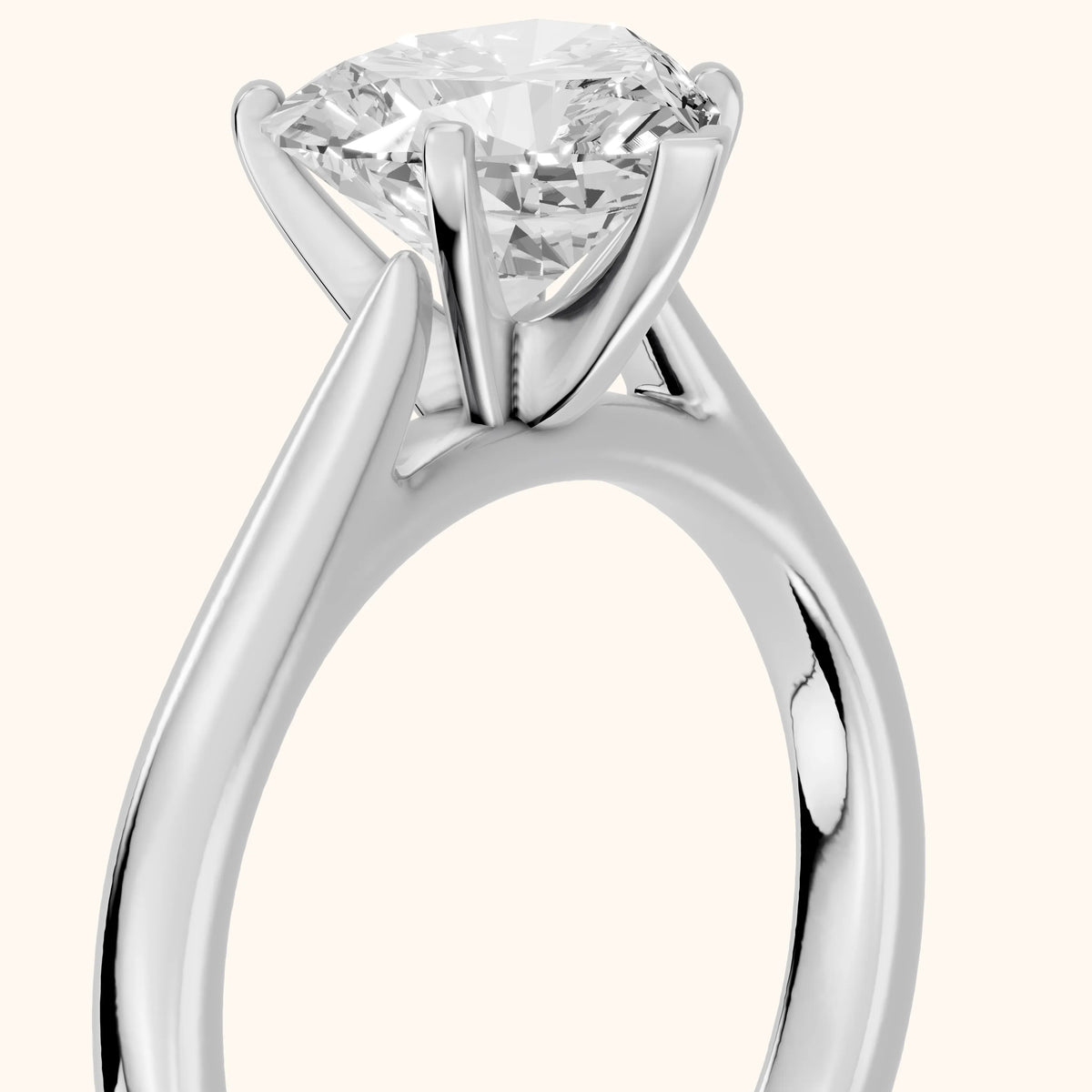 Enid Solitaire Cathedral Heart Diamond Engagement Ring in Silver - slant-view.webp