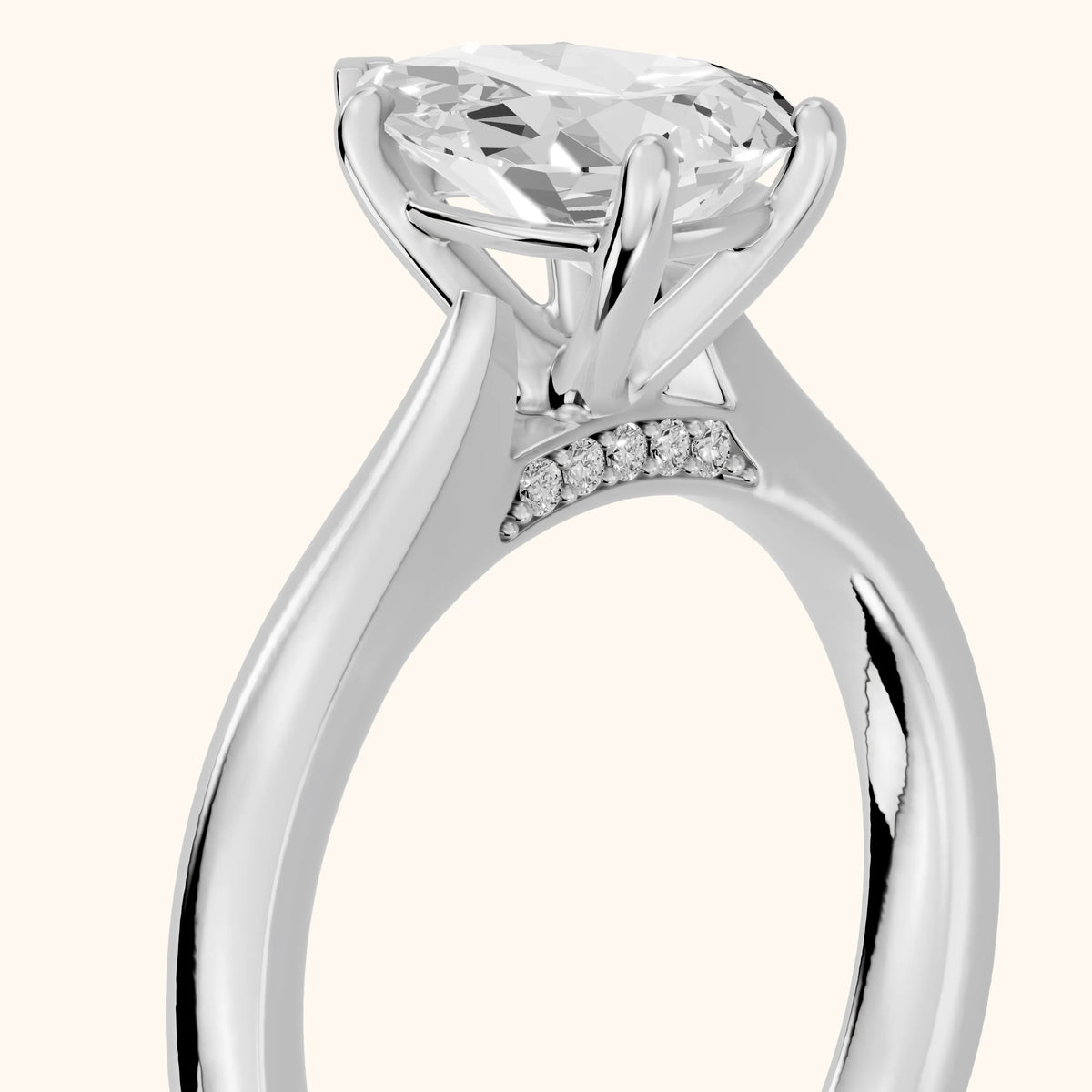 Sofia Cathedral Pear Diamond Engagement Ring in Platinum - slant-view.webp