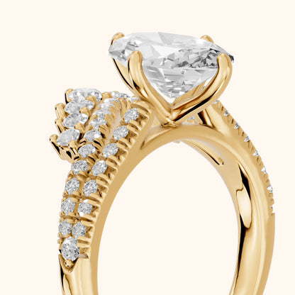 Annette Split Shank Pavé Oval Diamond Engagement Ring in Yellow Gold - slant-view.webp