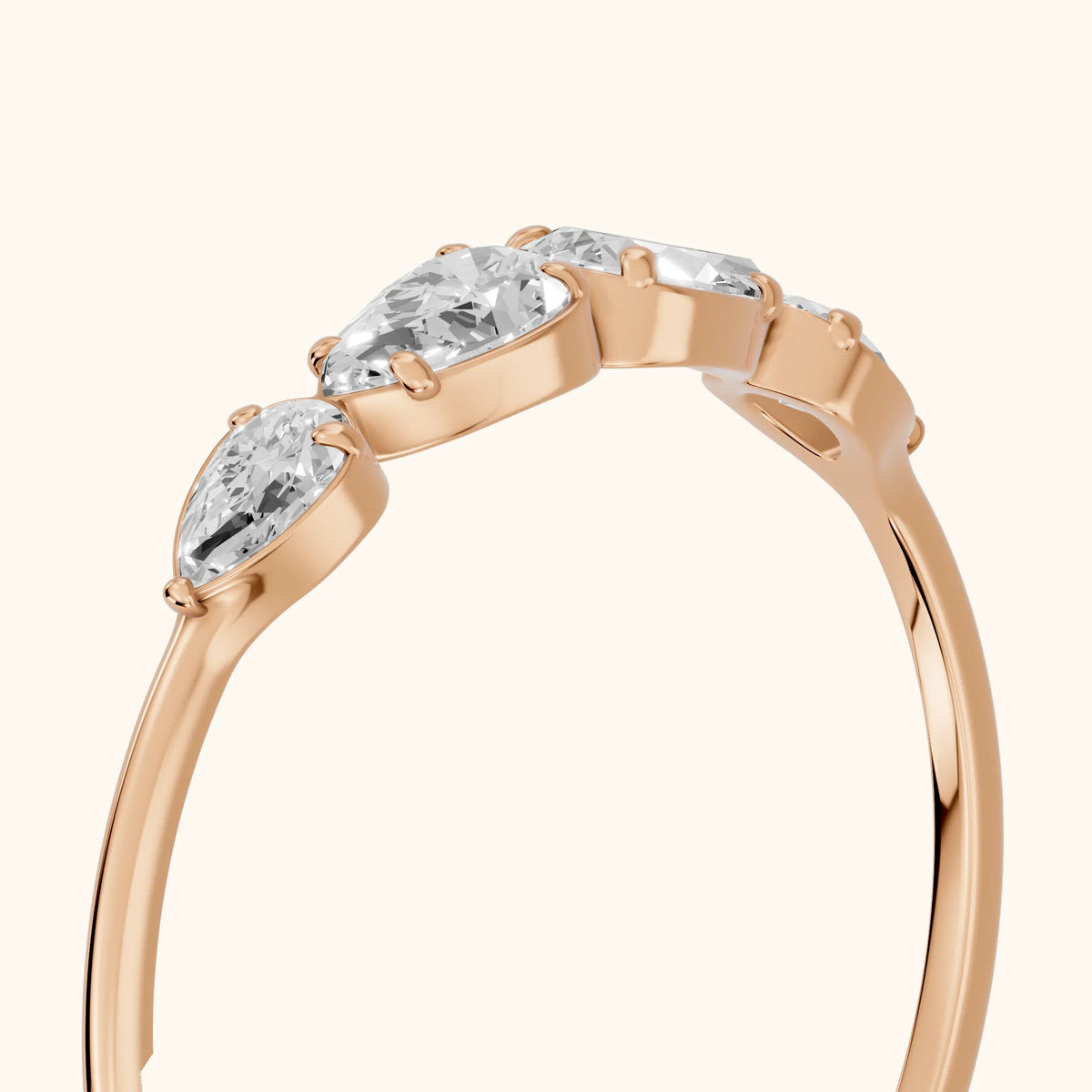 Samara Petite Pear Diamond Wedding Band in Rose Gold - slant-view