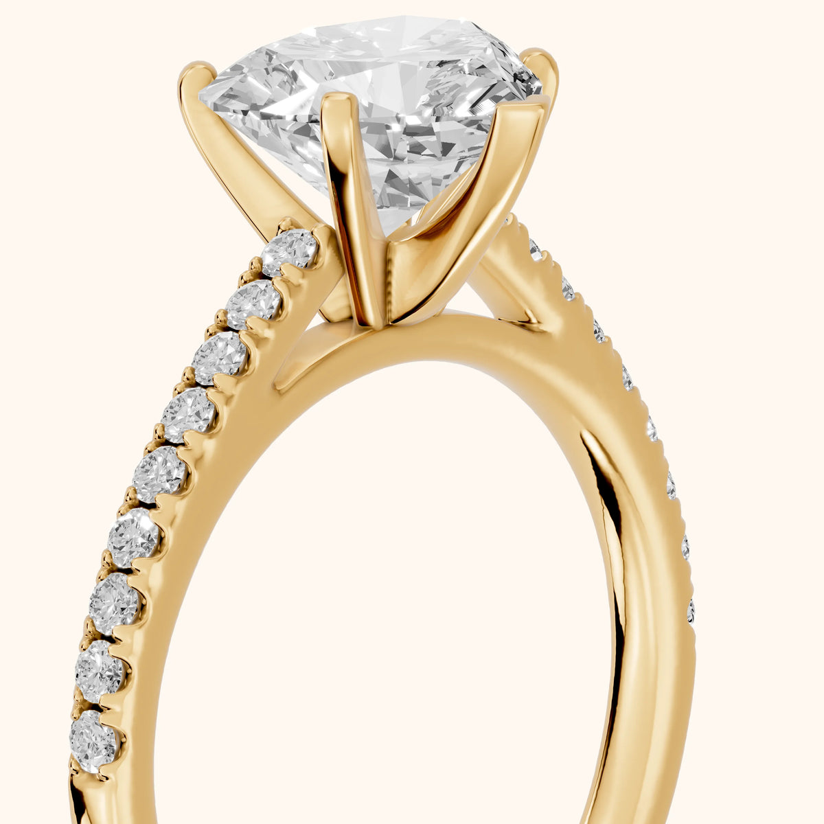 Ailsa Micropavé Heart Diamond Engagement Ring in Yellow Gold - slant-view.webp