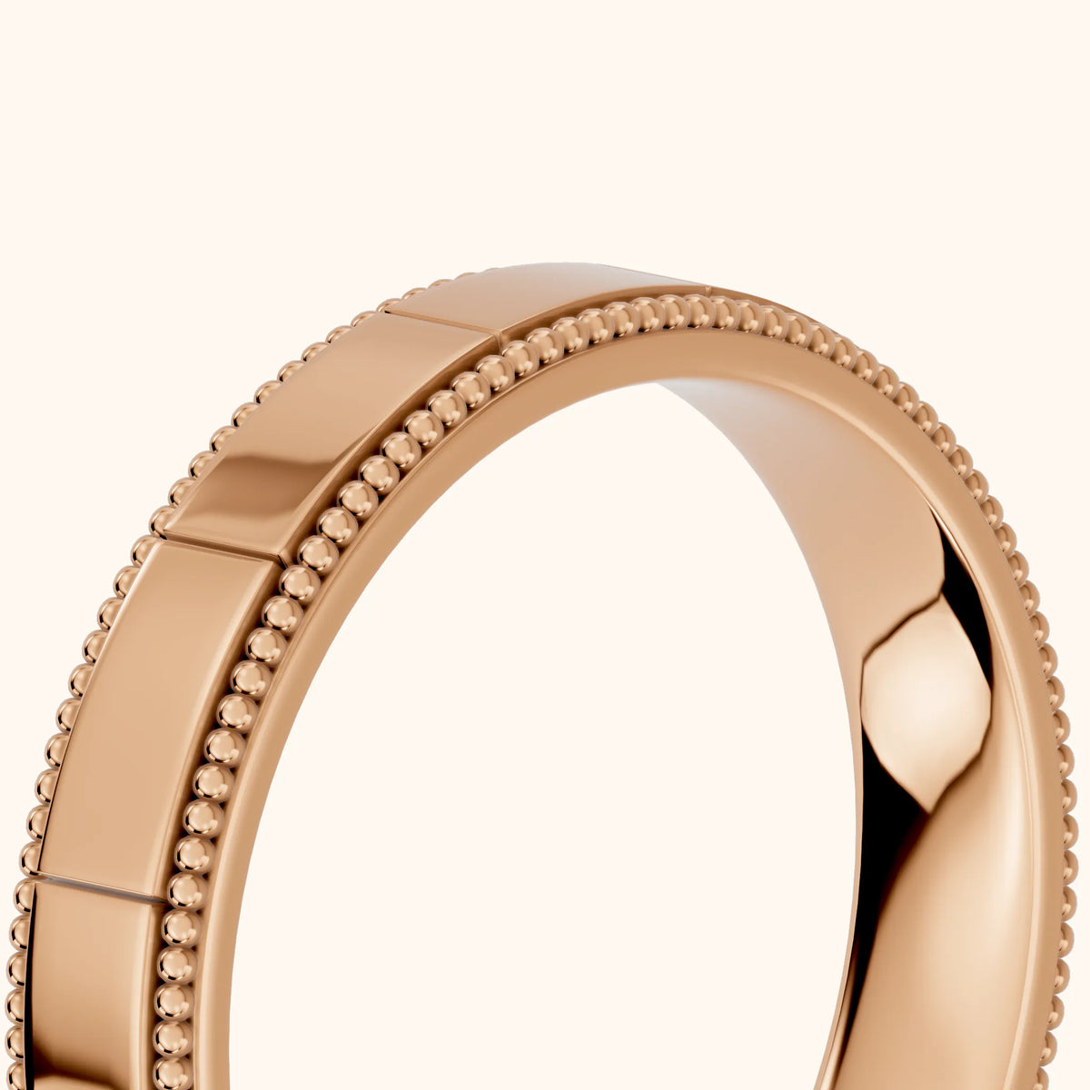 Sylvie Flat Milgrain Wedding Band in Rose Gold - slant-view