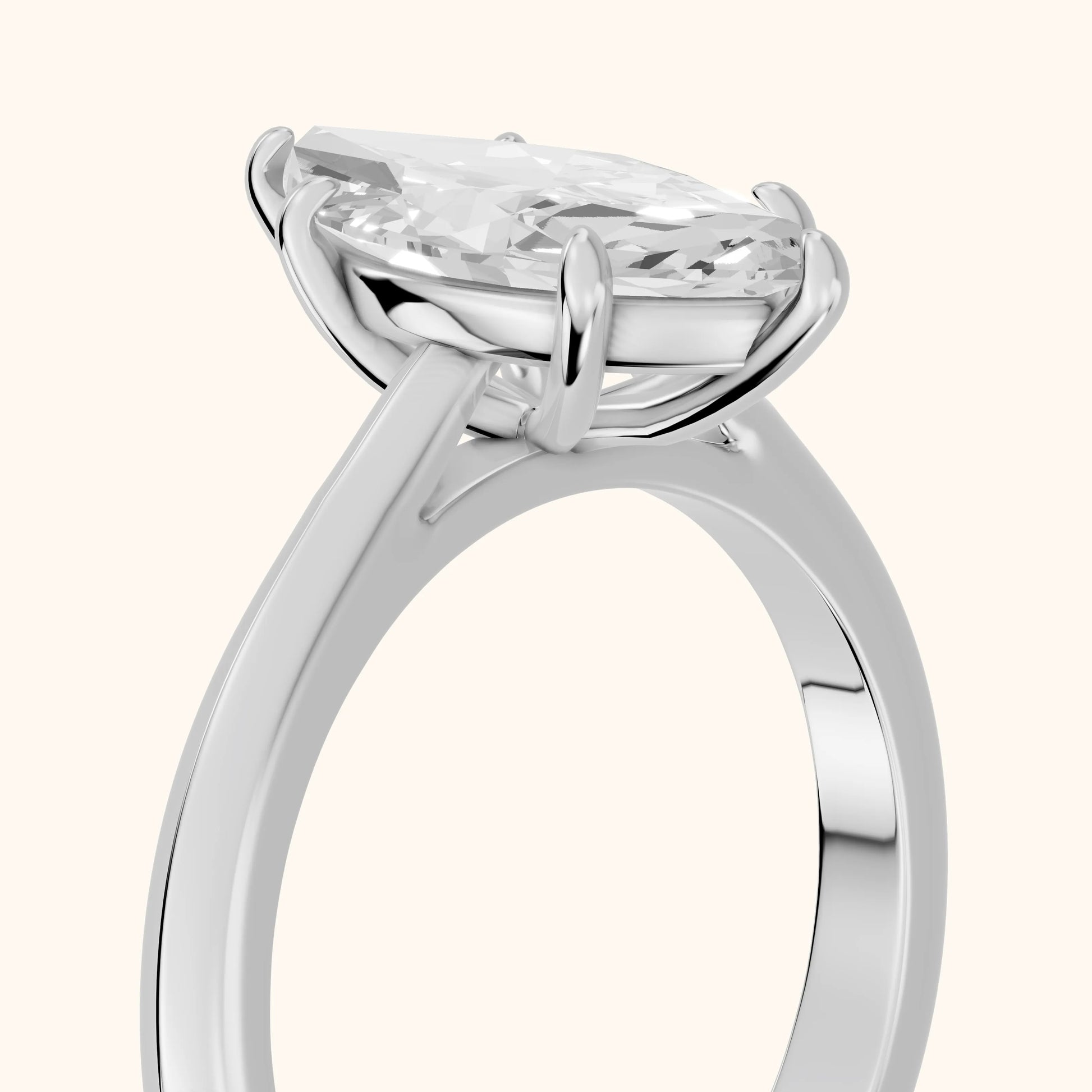 Kalia Knife Edge Solitaire Marquise Diamond Engagement Ring in Silver - slant-view.webp