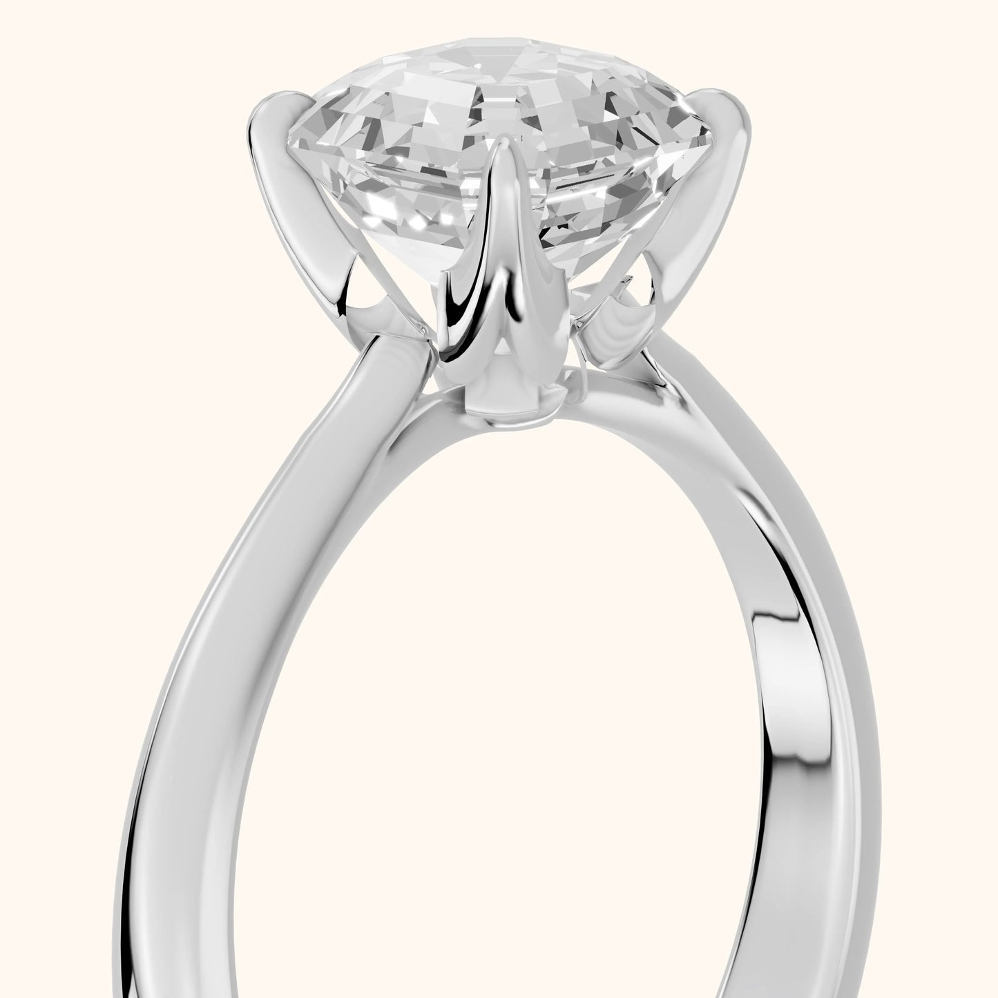 Evie Solitaire Six-Prong Asscher Diamond Engagement Ring in Silver - slant-view.webp