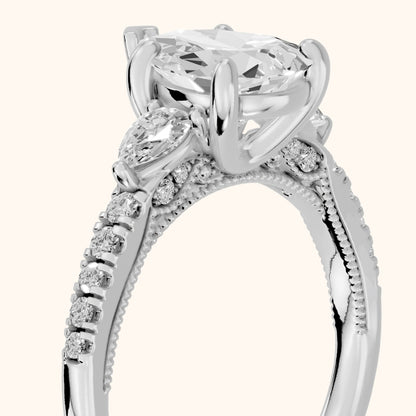 Weston Pear-Side Three-Stone Pear Diamond Engagement Ring in Platinum - slant-view.webp