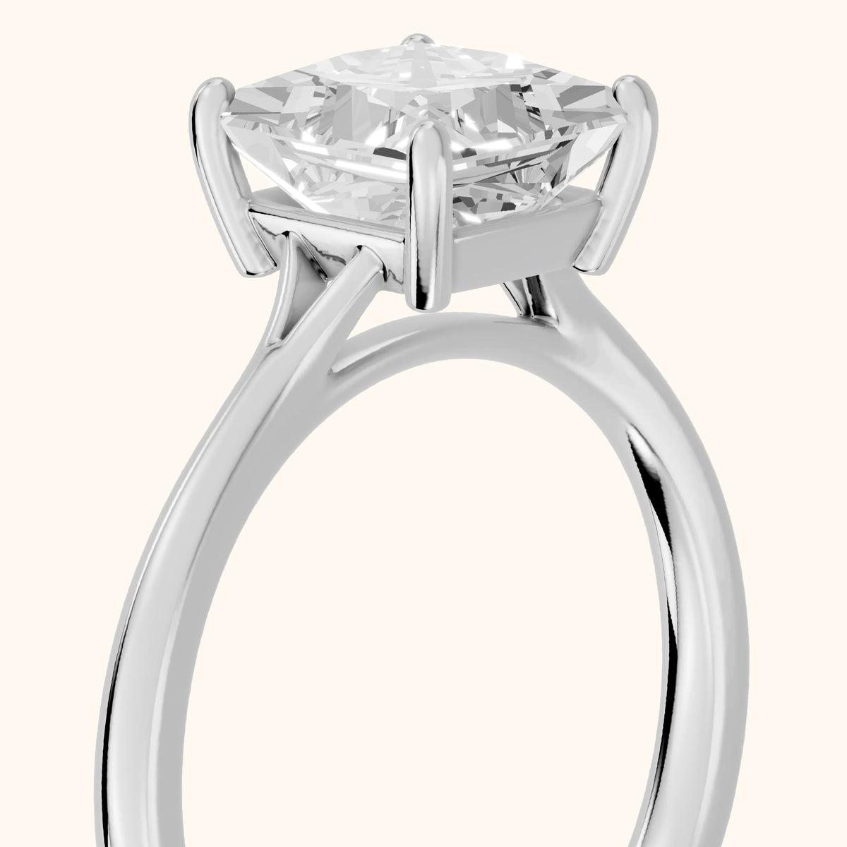 Blanche Solitaire Split Shank Princess Diamond Engagement Ring in Silver - slant-view.webp