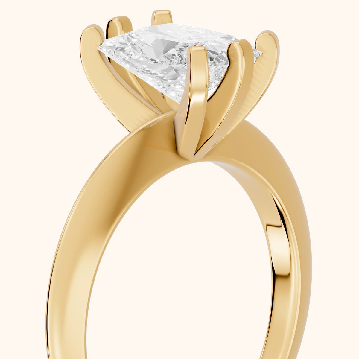 Arabella Six-Prong Solitaire Radiant Diamond Engagement Ring in Yellow Gold - slant-view.webp